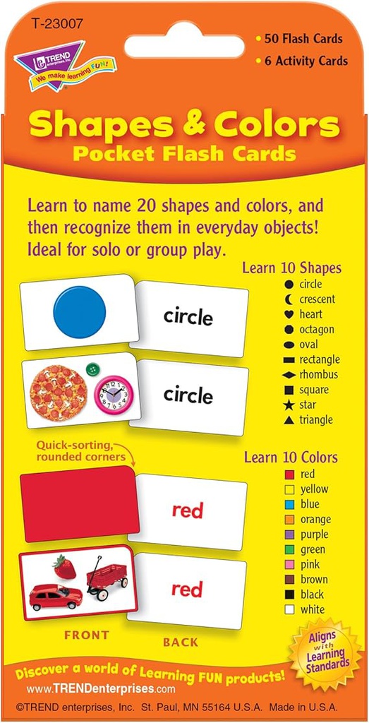 Shapes &amp; Colors Pocket Flash Cards Two-sided (56cards)
