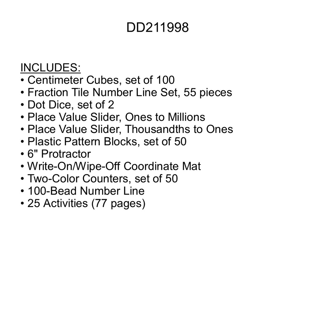MATH SKILLS STUDENT KITS (Gr: 5) (2dice, 200pcs and 1 compass)
