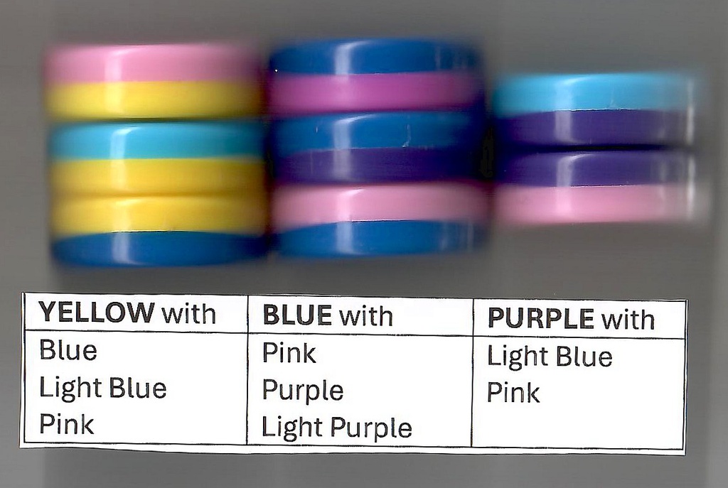 BUTTON MAGNET CIRCLE-SINGLE (7.6cmx7.6cm)(3cmx3cm) (each button is 2 colors)