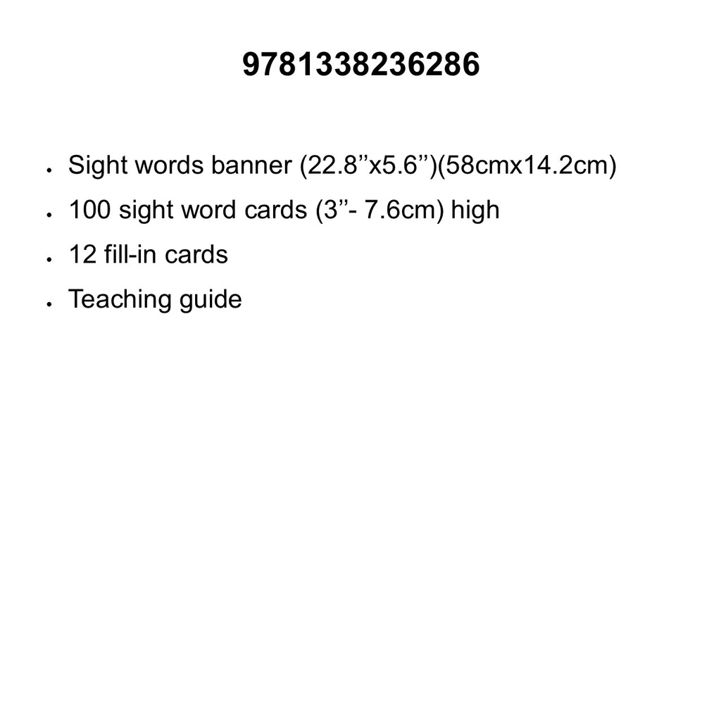 SIGHT WORDS BB SET (113pcs) (22.8&quot;x5.6&quot;)(58cmx14.2cm)
