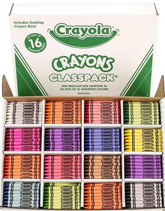 CRAYOLA CRAYONS (16) COLOR CLASSPACK (800 ct)