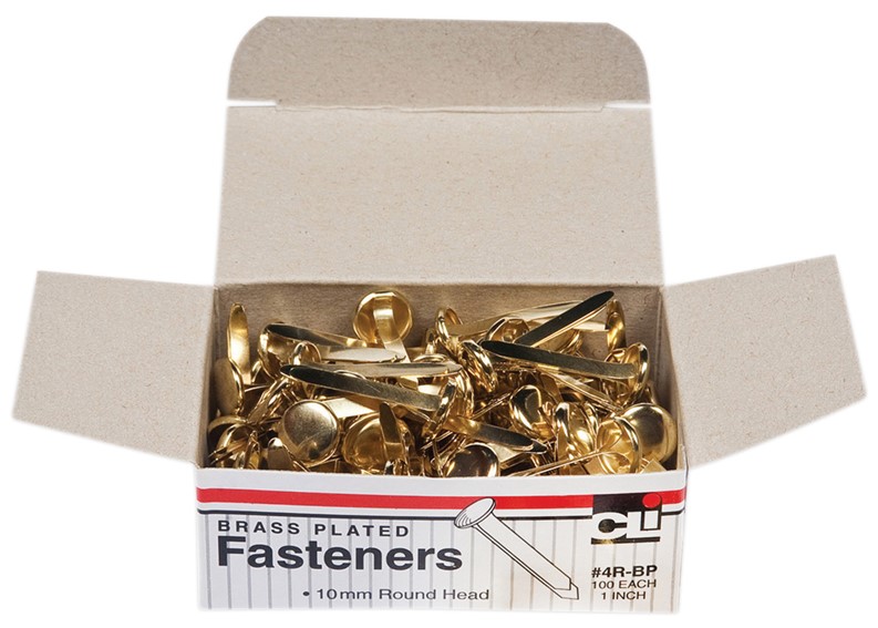 BRASS PAPER FASTENERS (100/box)(1''-2.5cm)(10mm)