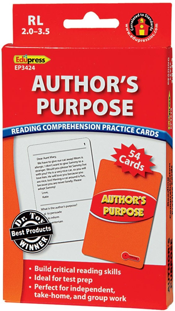 Reading Comprehension Practice Cards: Author’s Purpose (RL:2.0-3.5)(Red Level) 54 Cards