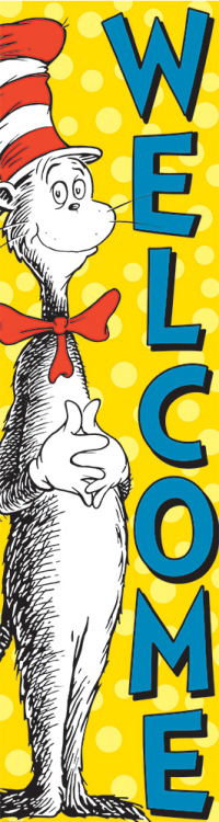 DR SEUSS Cat in the Hat WELCOME!  vertical Banner (12''x45'')(30.4cmx114.3cm) (1pc)