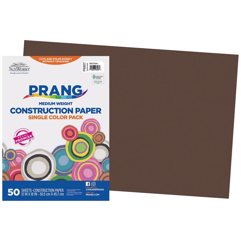 PRANG CONSTRUCTION PAPER 12"x18" (30.4cmx45.7cm) DARK BROWN (50CT)