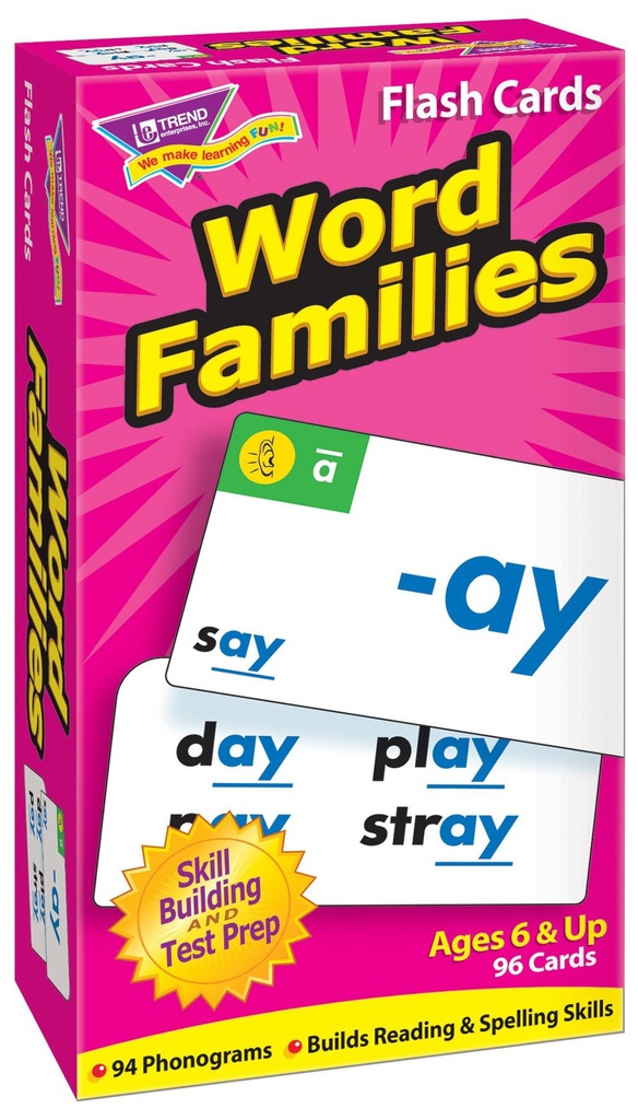 Word Families Flash Cards Two-sided (96cards)(6+yrs)