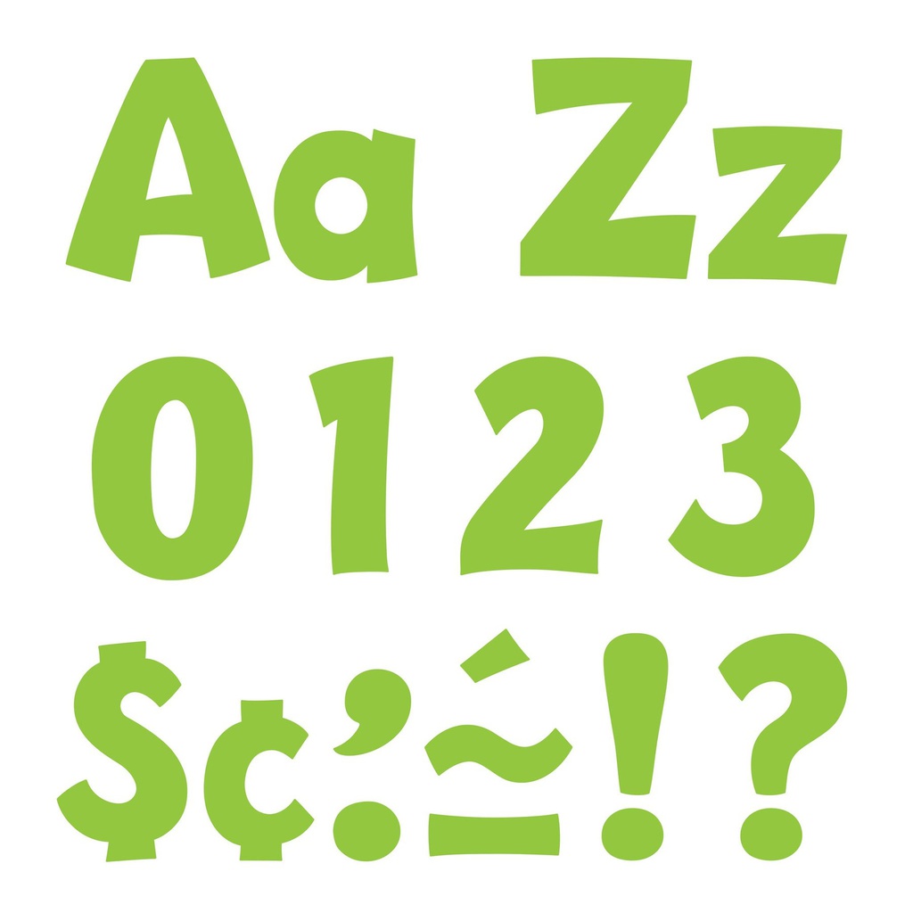 Lime Playful Combo Uppercase and Lowercase (216 characters)(4''=10.1cm)