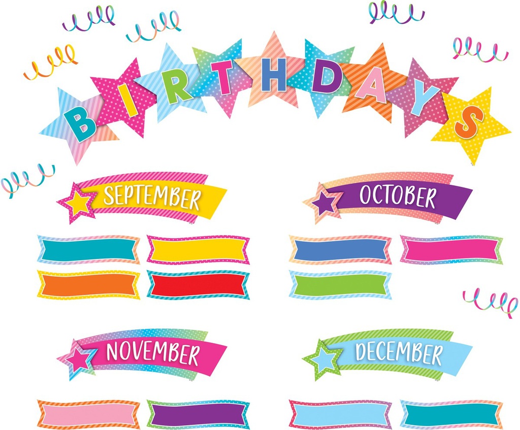Colorful Vibes Birthdays Mini Bulletin Board (25.5''=64.7cm)(72pcs)