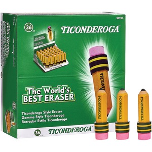 Ticonderoga Pencil-shape Latex-free Eraser-Yellow-Pencil (approx 3"(7.6cm) (36/Box