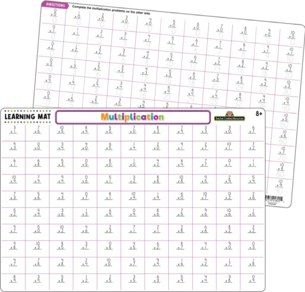 MULTIPLICATION LEARNING MATS 17&quot;x 11.5&quot; (43cm x 29cm)