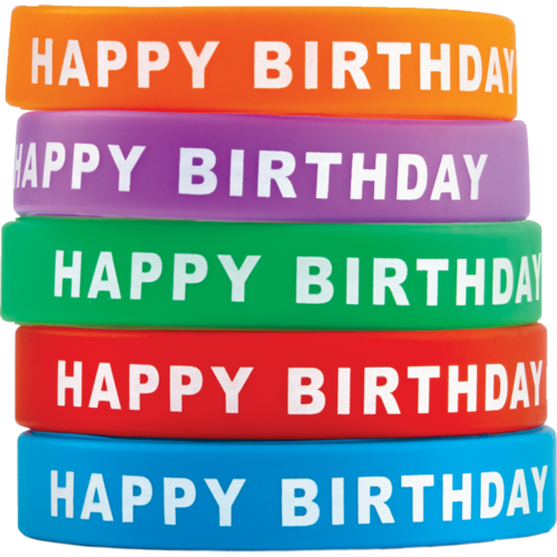 HAPPY BIRTHDAY Wristbands (10 pcs) (7.25''-18.4cm)