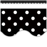 White Polka Dots on Black Scalloped Border (3''x35'')(7.6cmx88.9cm) total (35ft (10.6m) (12 pcs)