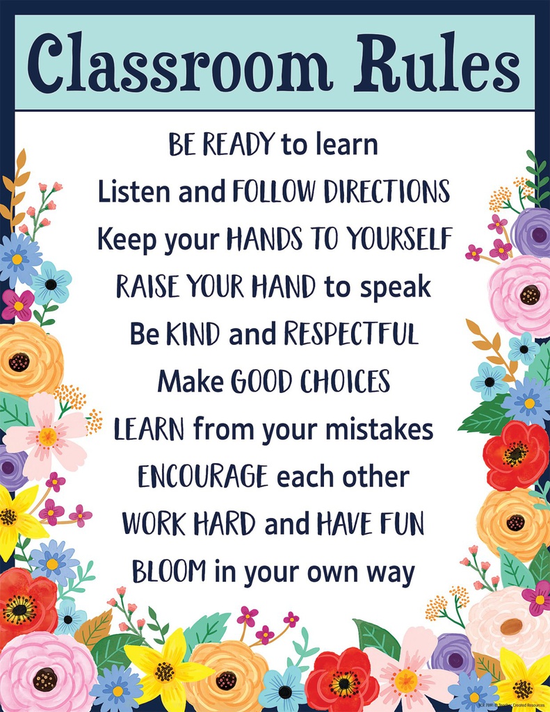 Wildflowers Classroom Rules Chart (17''x22'')(43cmx55.8cm)