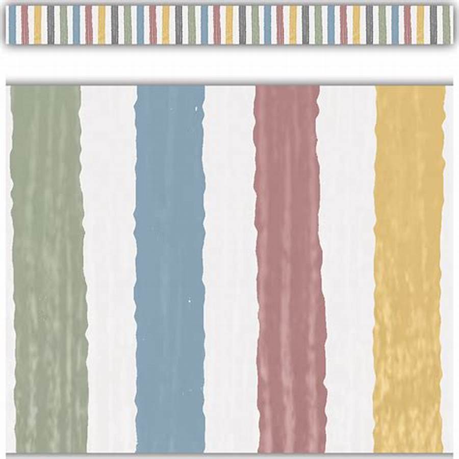 Classroom Cottage Stripes Straight Border (12pcs)(3''x35'')(7.6cmx89cm)