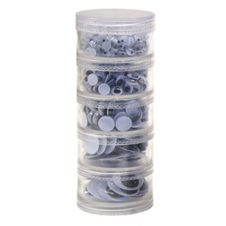 [PAC3407] CREATIVITY STREET WIGGLE EYES STORAGE STACKER ASSORTED SIZES BLACK, ROUND &amp; OVAL SHAPES (560pcs)