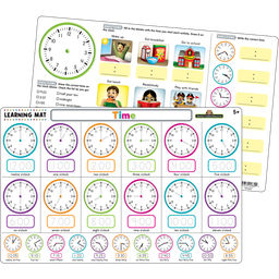 [TCR21023] TIME LEARNING MATS 17&quot;x 11.5&quot; (43cm x 29cm)