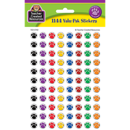 [TCR4742] COLORFUL PAW PRINTS Mini Stickers Value-Pack (1144/pkg)