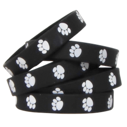 [TCR6570] BLACK &amp; WHITE PAW PRINTS Wristbands (10 pcs) (7.25''-18.4cm)