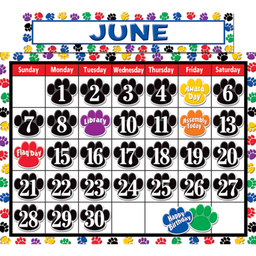 [TCR4328] COLORFUL PAW PRINTS CALENDAR Bulletin Board  (68pcs)