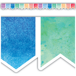 [TCR3572] Watercolor Pennants Die-Cut Border Trim, 12pcs 2.75''x35'(6.9cmx10.6m)