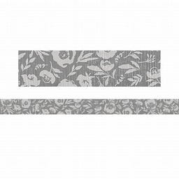 [TCR7178] Classroom Cottage Gray Floral Straight Border (12pcs)(3''x35&quot;)(7.6cmx88cm)