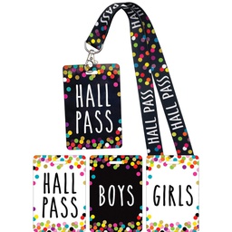 [TCR20319] Confetti Hall Pass Lanyards (4pcs) (tag:2.75''x4.6''-7cmx11.6cm) (lanyard:0.75''x16.5''-2cmx42cm)