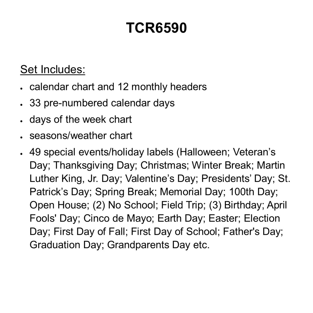 Colorful Calendar Bulletin Board Set   (144 pcs)