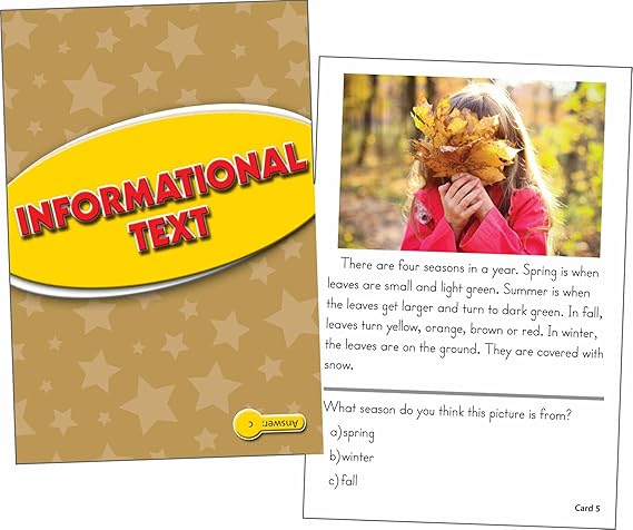 Reading Comprehension Practice Cards: Informational Text (RL:1.0-2.0)(Yellow Level)(54cards)