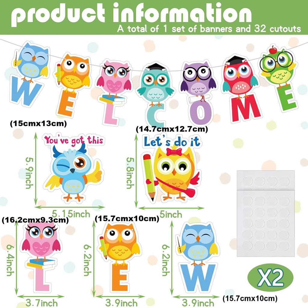 Colorful Owl Welcome! Bulletin Board Set  (8 pcs)