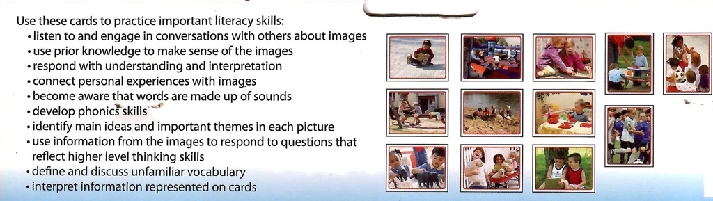 Early Literacy Comprehension Learning Cards PreK-2 (ELL)  (28cmx21.5cm)(11''x8.5'')(12 cards)(ENGLISH/SPANISH)