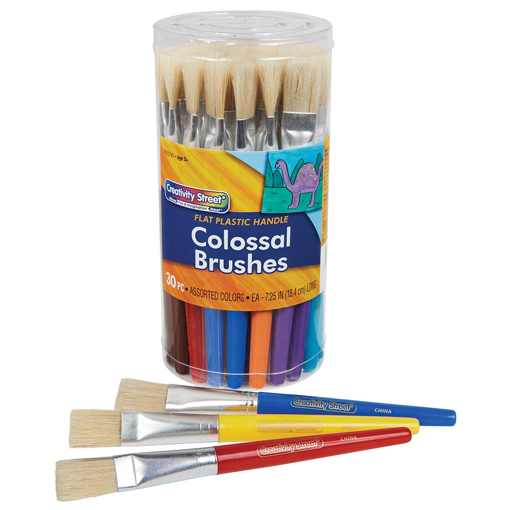 CREATIVITY STREET® COLOSSAL BRUSHES 7-1/4&quot; LONG FLAT, ASSORTED COLORS 30 BRUSHES