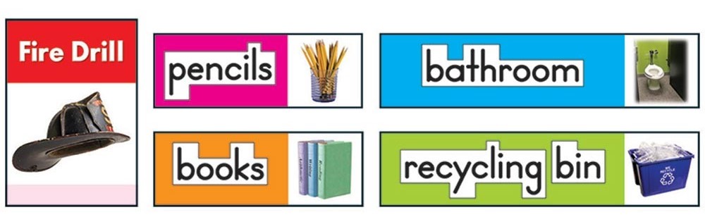 Classroom Labels: Photographic Quick Stick Bulletin Board Set contains (12.5''x3.5'')(31.7cmx8.8cm)  (34pcs)