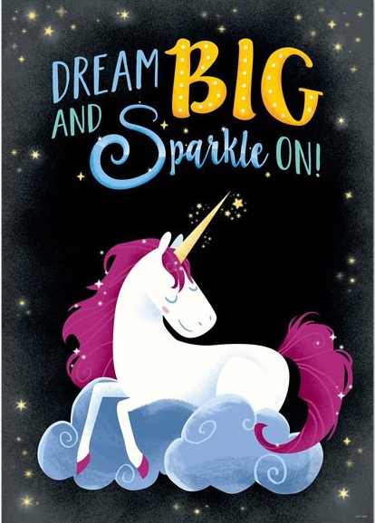 Dream Big and  Sparkle on! Unicorn Inspire u Poster (48cmx33.5cm)(18.8cmx13.2cm)