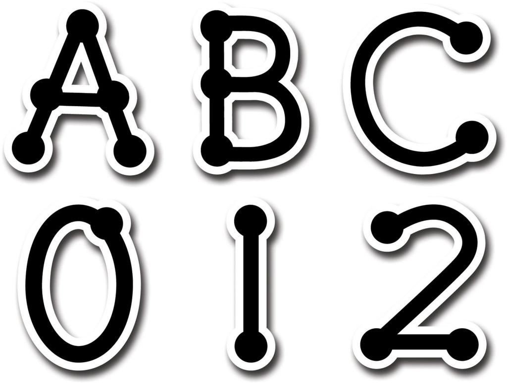 Black Dot-to-Dot Uppercase Letter Number Stickers (0.7''-2cm)(133 Stickers)