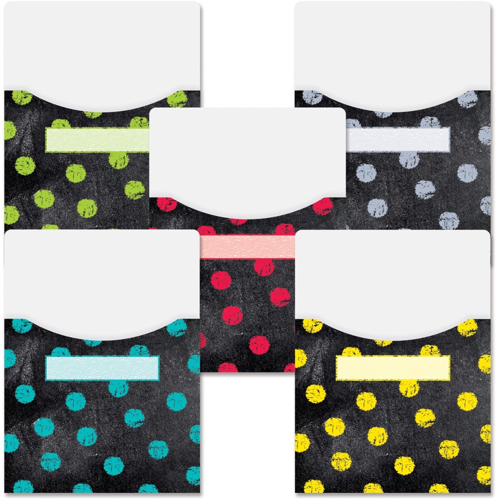 DOTS ON CHALKBOARD LIBRARY POCKETS- Ex Lg (23cmx30cm-9''x11.8'')  (10 pockets)