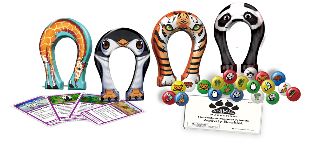 HORSESHOE MAGNET FRIENDS WILDLIFE ANIMAL MAGNETISM (28pcs)(4.5''h-11.4cm)(4+yrs)