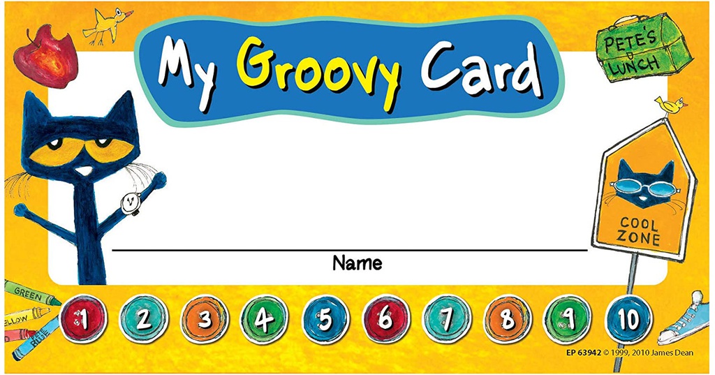 Pete the Cat My Groovy Punch Cards  (60pcs)(5.75&quot;x3&quot;)(14.6cmx7.6cm)