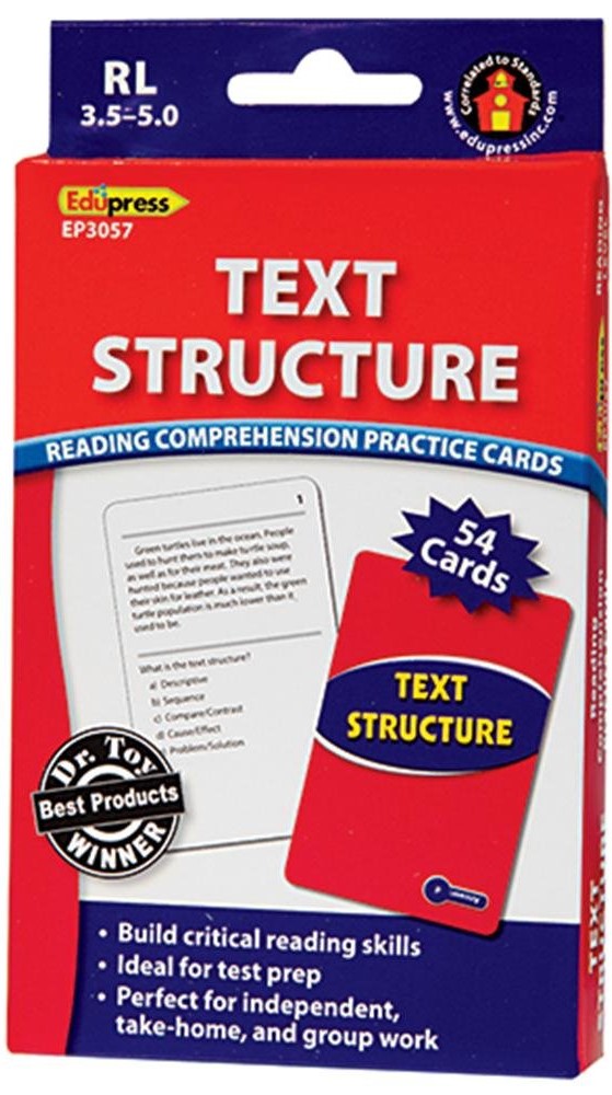 Reading Comprehension Practice CardsText Structure, (Blue Level)(RL:3.5-5.0)54 Cards