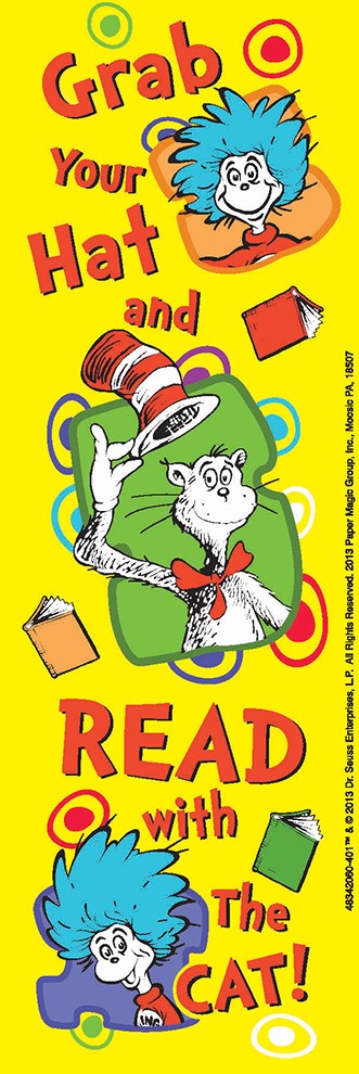 DR SEUSS GRAB YOUR HAT BOOKMARKS(2''x6'')(5cmx15.2cm) (36pcs)