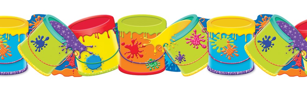 COLOR MY WORLD PAINT BUCKETS EXTRA-WIDE BORDERS (37'x3.25&quot;)  (191.25m x 8.25cm) (12 strips)