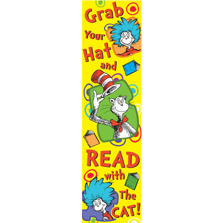 Cat in the Hat  Grab Your Hat and READ Banner (45''x12'')(114.3cmx30.4cm) (1pc)