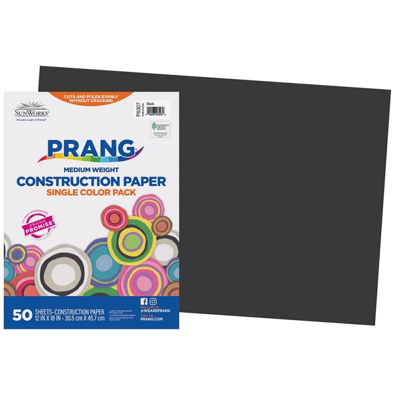 PRANG CONSTRUCTION PAPER 12"x18" (30.5cm x 45.7cm) BLACK (50 CT)