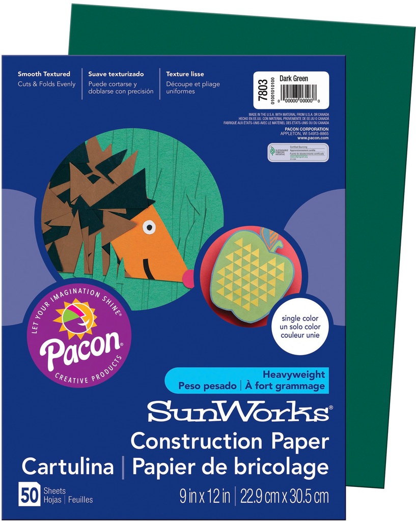 SUNWORKS GW 9"x12" (22.8cmx30.4cm) DARK GREEN (50CT- 50