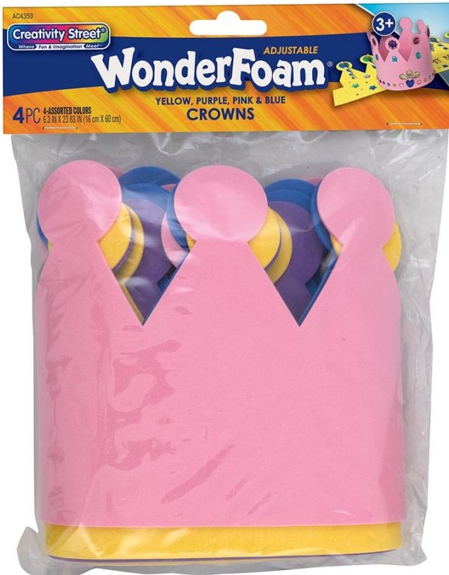CROWNS 23-5/8&quot; X 6-5/16&quot; 4 ASSORTED COLORS, CLASSROOM PACK (24ct)