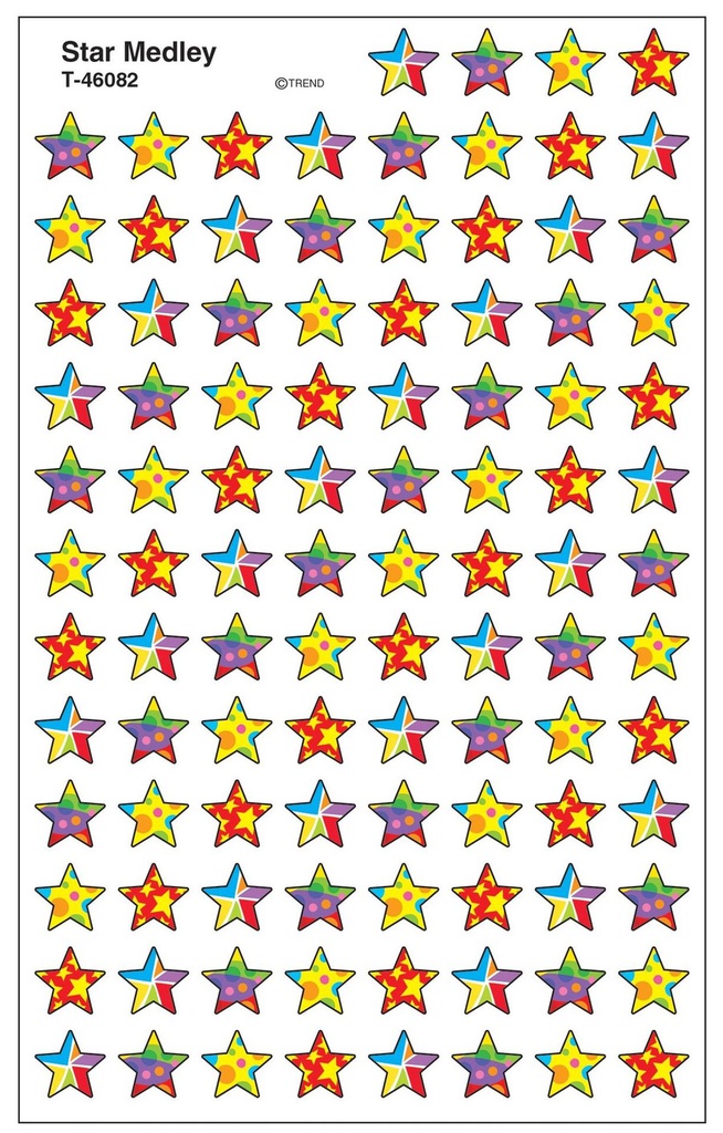Star Medley Super Shapes Stickers (8 sheets) (800stickers)(0.4''-1cm)