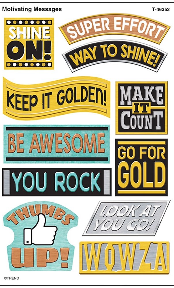 I*Metal Motivating Messages Stickers (8sheets)(88stickers) (lg: 2.5''-6.5cm sm:0.9''-2.5cm)