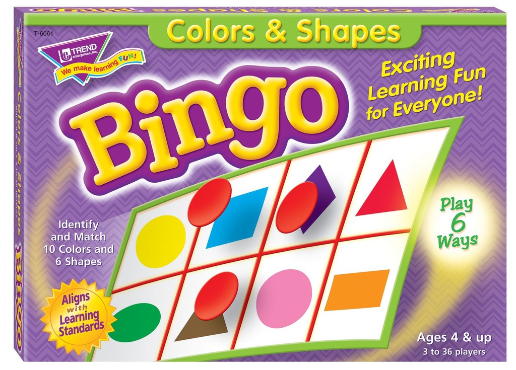 Colors &amp; Shapes Bingo (36 different playing cards)(4+yrs)