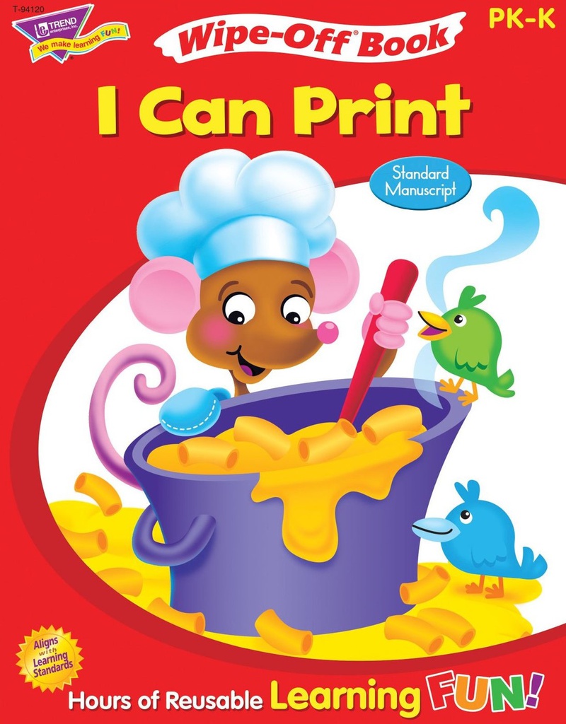 I Can Print Standard Manuscript (Gr:PK-K) Write-on/Wipe-off