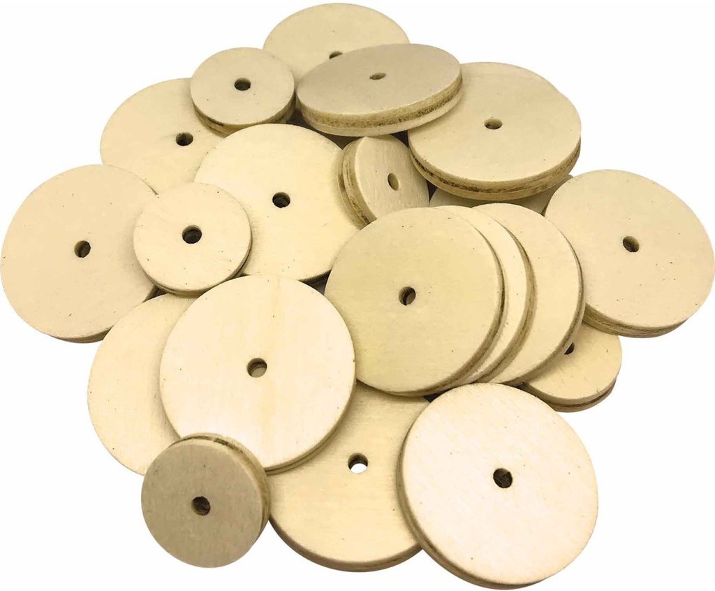 STEM Basics: Wooden Wheels  (60pcs)assorted size(1.25''-3cm)
