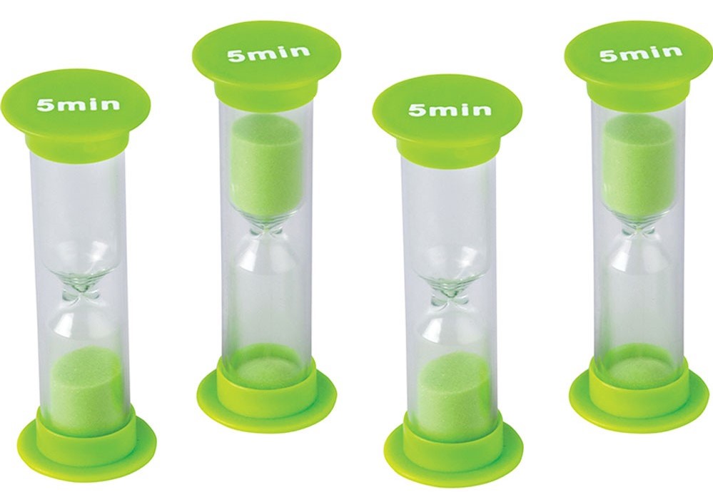 5 Minute Sand Timers - Mini ( 1” x 3.5”)(2.5cmx8.8cm)